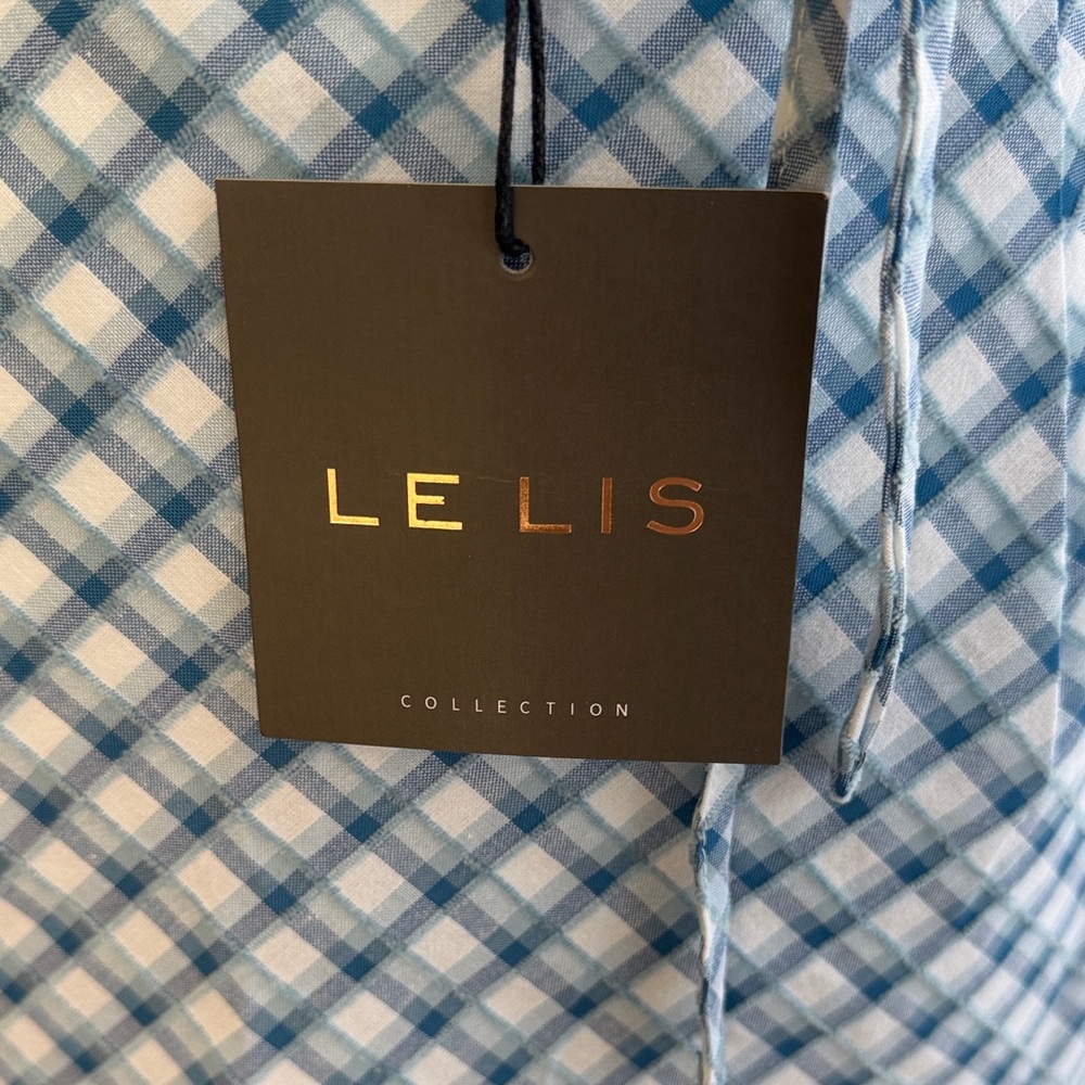 Le Lis Blue Plaid Halter Top and Lace Trim Midi Skirt with Side Slit Set - Picture 4 of 12